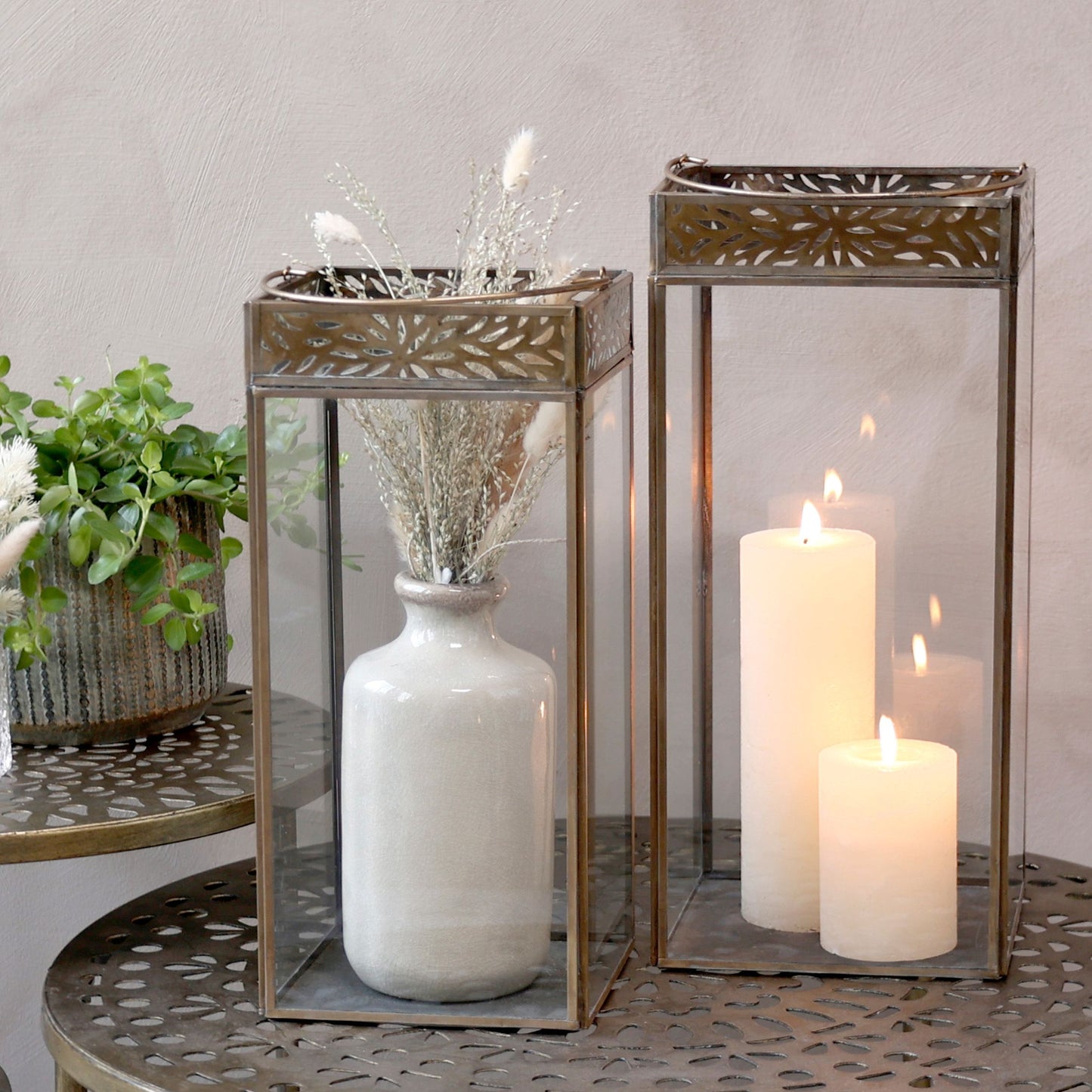 Laterne mit Dekorkante,groß oder klein von Chic Antique