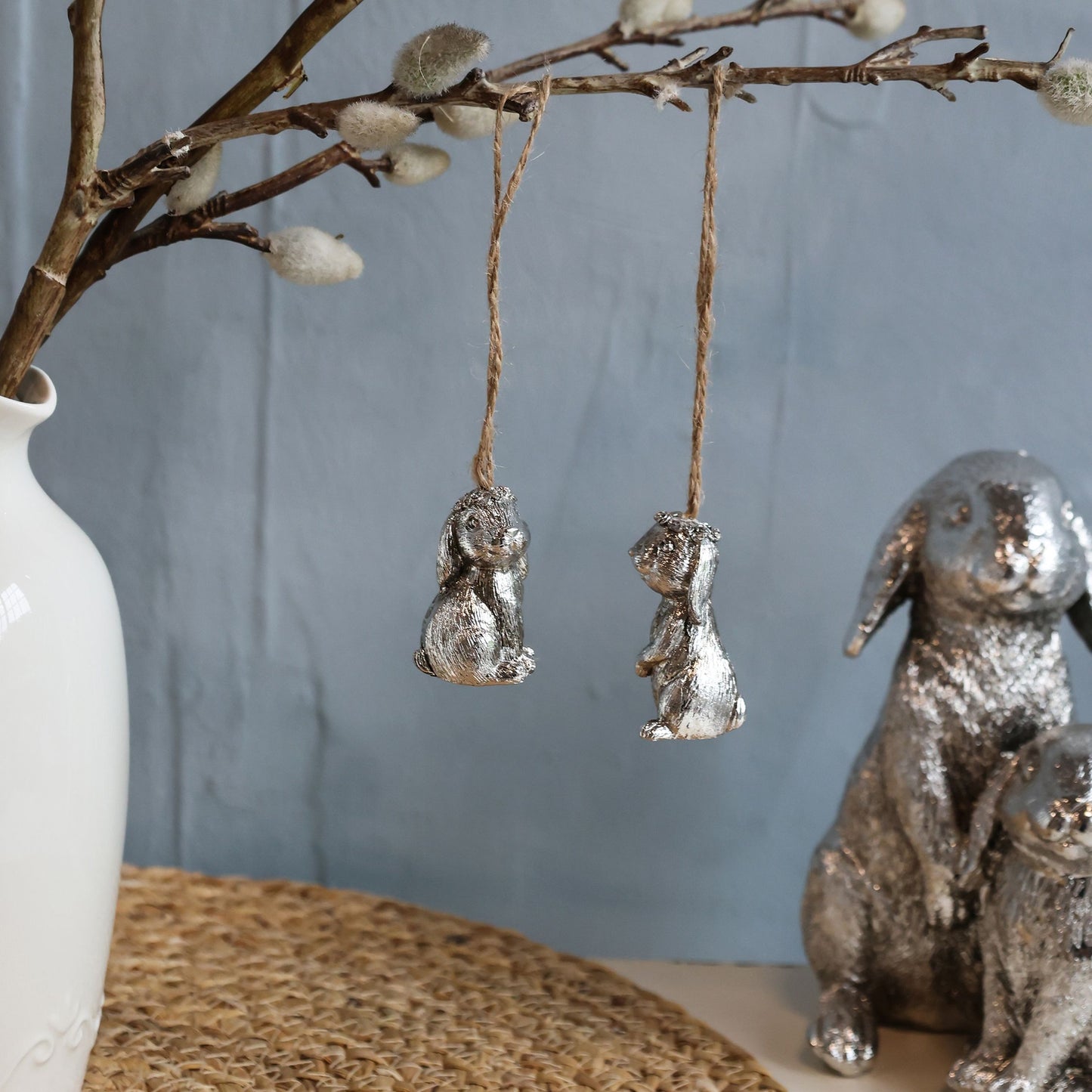 Kaninchen zum Aufhängen Set von 2 von Chic Antique