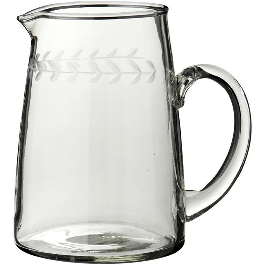 Kanne klares Glas mit Blattkante und Henkel