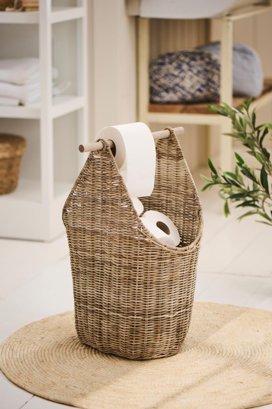 Korb m/Toilettenpapierhalter graues Rattan von IB Laursen