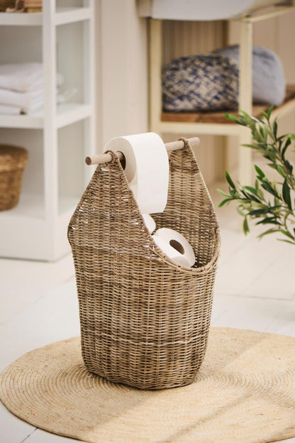 Korb m/Toilettenpapierhalter graues Rattan von IB Laursen