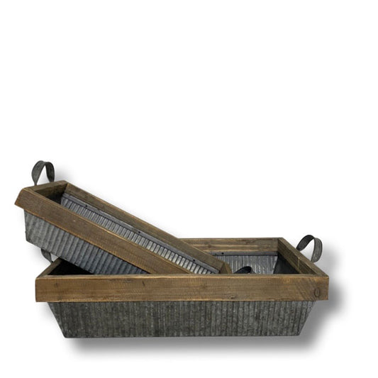 Wood and Metal Planter Triss, groß oder klein von Miljögarden