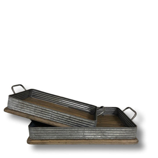 Wood and Metal Tray Tracy Rectangle von Miljögarden