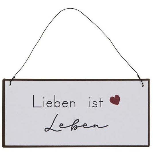 Metallschild Lieben ist leben von IB Laursen